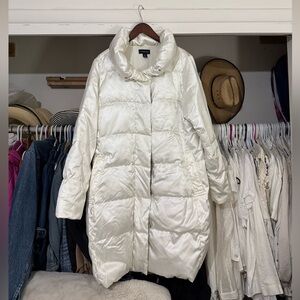 Land’s End Pearl White Feather Winter Coat